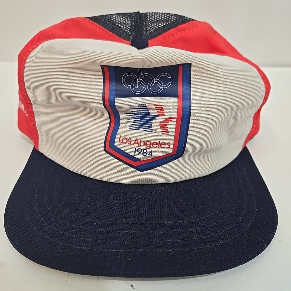 Vintage Los Angeles Olympics 1984 Snap Back Trucker Hat Red White Blue USA Made